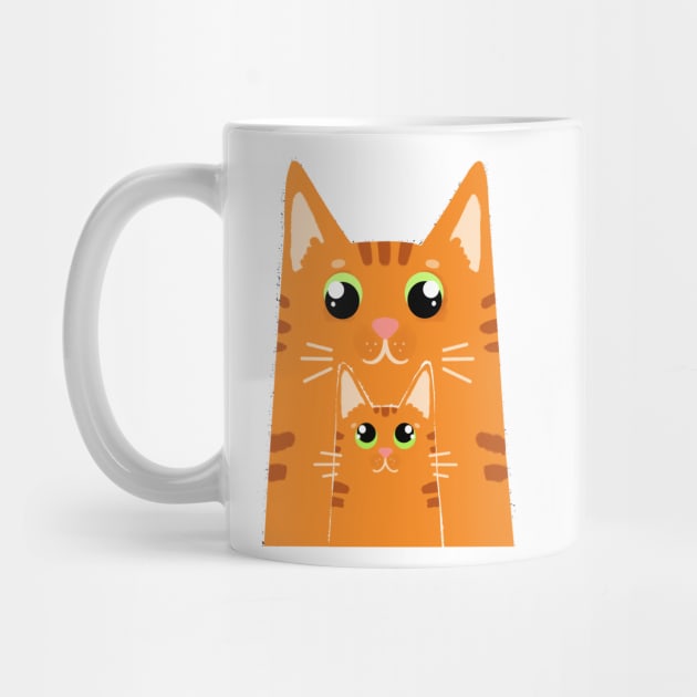 Ginger Family Daddy Cat and baby cat by SusanaDesigns